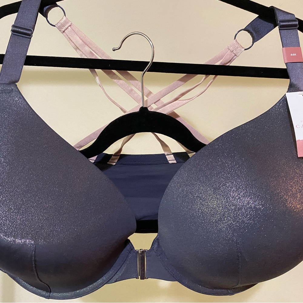 Cacique Front Close Bra Underwire Cross Back Blue Grey 44H